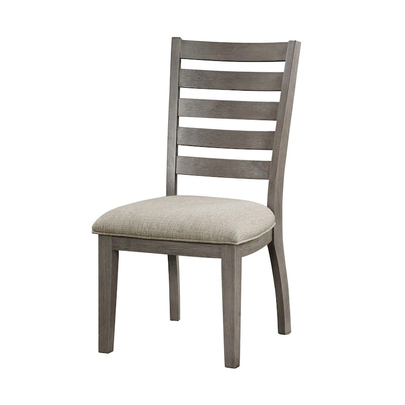 Lot de 2 chaises de salle à manger Trea de 58 cm, dossier échelle, gris, assise coussinée beige
