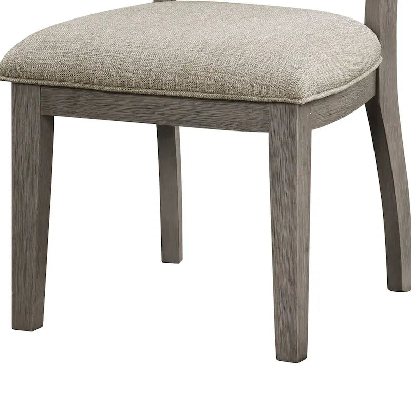 Lot de 2 chaises de salle à manger Trea de 58 cm, dossier échelle, gris, assise coussinée beige