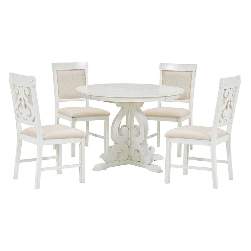Ensemble de salle à manger extensible traditionnel 58 avec 4 chaises rembourrées