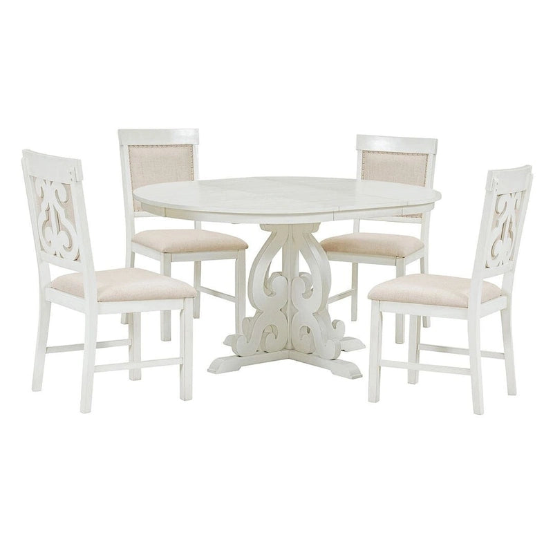Ensemble de salle à manger extensible traditionnel 58 avec 4 chaises rembourrées