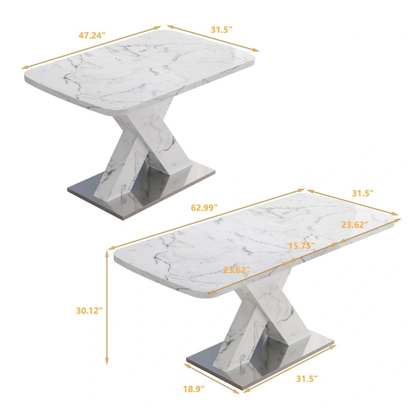 Table à manger carrée extensible moderne pour cuisine