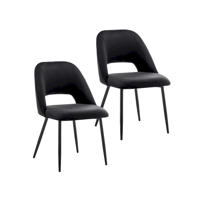 Chaises de salle à manger Porthos Home Orde en velours avec pieds en acier, lot de 2