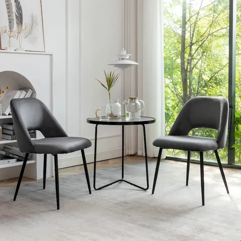 Chaises de salle à manger Porthos Home Orde en velours avec pieds en acier, lot de 2