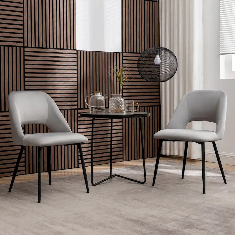 Chaises de salle à manger Porthos Home Orde en velours avec pieds en acier, lot de 2