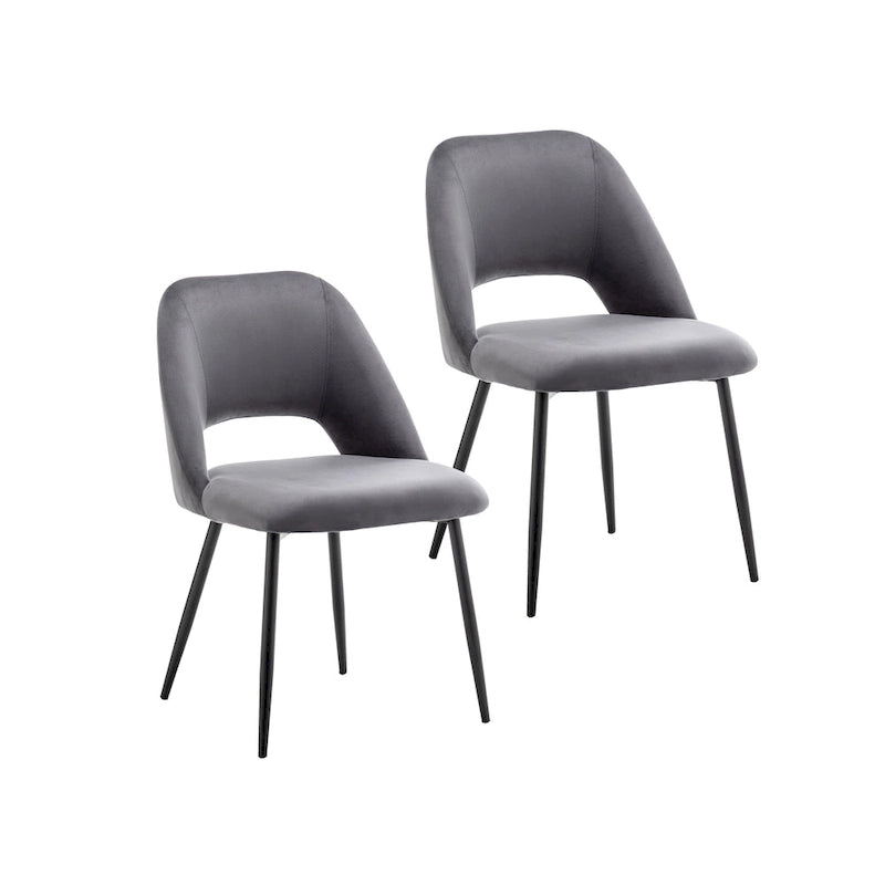 Chaises de salle à manger Porthos Home Orde en velours avec pieds en acier, lot de 2