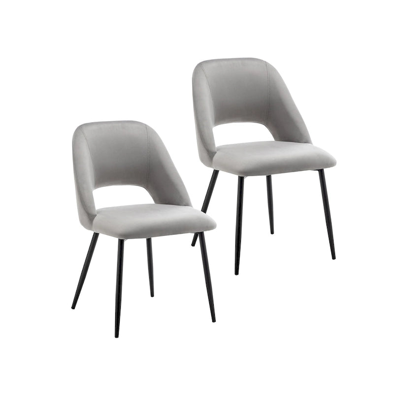 Chaises de salle à manger Porthos Home Orde en velours avec pieds en acier, lot de 2