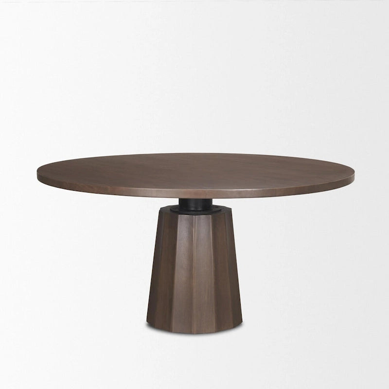 Table à manger sur pied ronde Swanson 60 en bois marron foncé - 60,0L x 60,0l x 30,0H