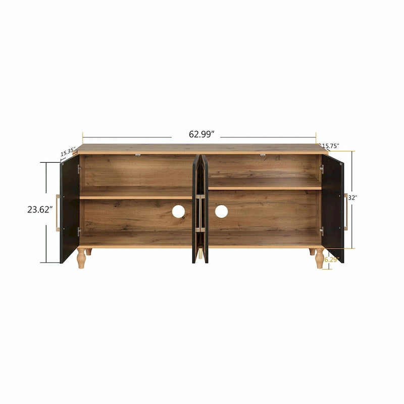 Grande armoire de rangement avec portes sculptées de fleurs et poignées métalliques