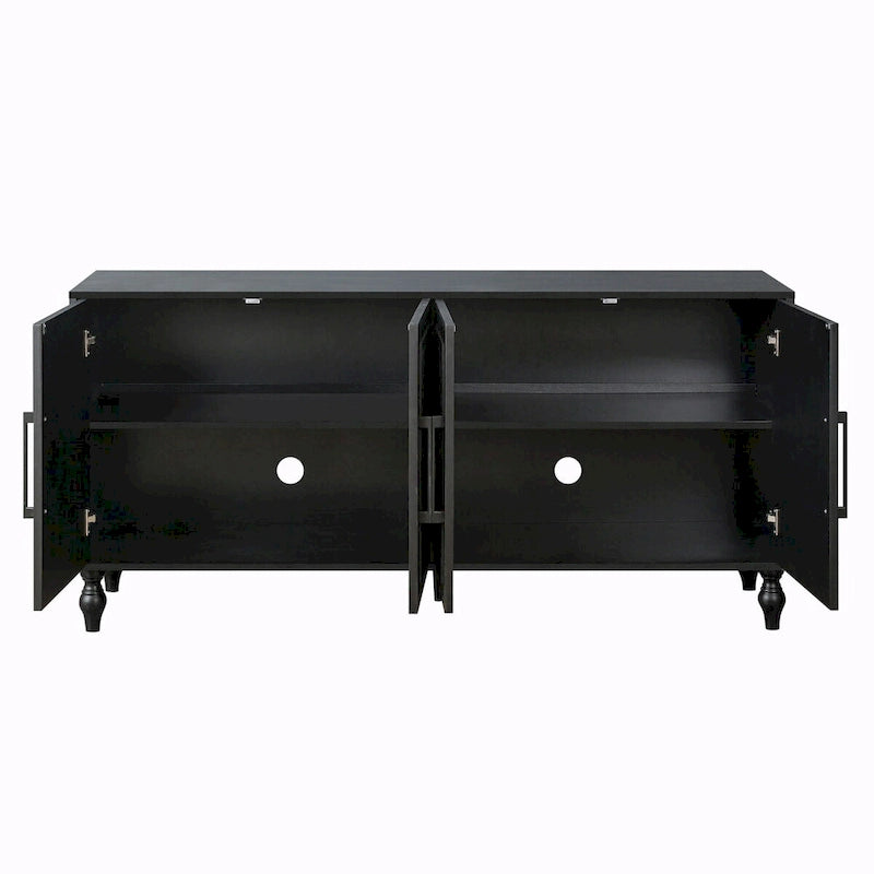 Grande armoire de rangement avec portes sculptées de fleurs et poignées métalliques