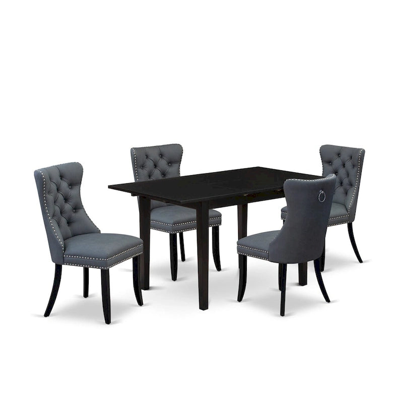 Ensemble de salle à manger East West Furniture – Une table de salle à manger avec rallonge papillon et chaises Parson, Noir (Options de pièces)