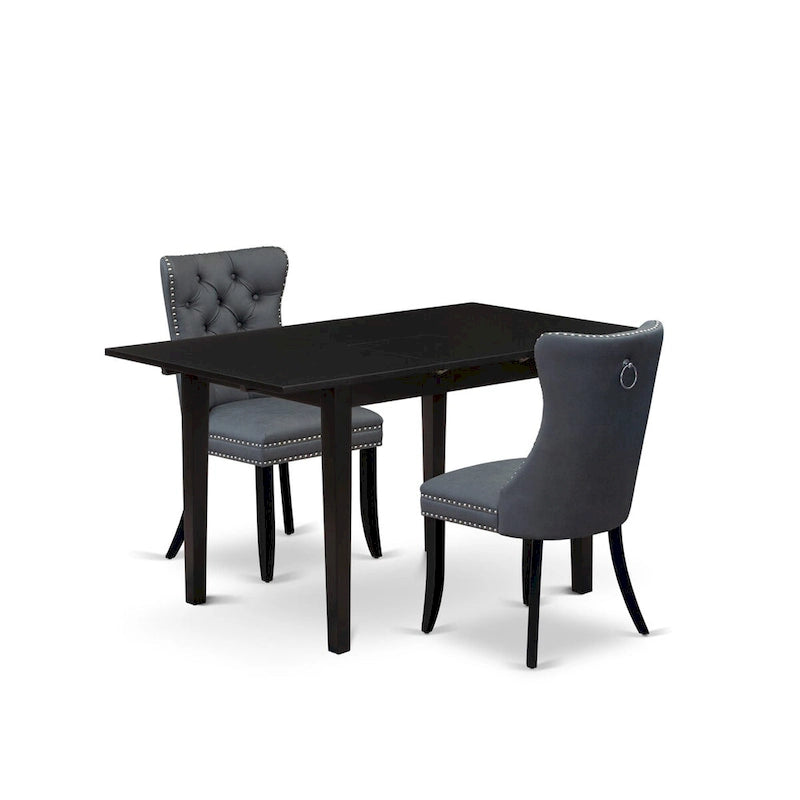Ensemble de salle à manger East West Furniture – Une table de salle à manger avec rallonge papillon et chaises Parson, Noir (Options de pièces)