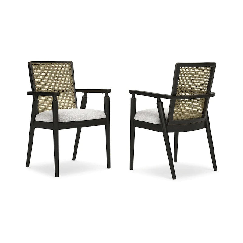 Signature Design by Ashley Galliden, chaise de salle à manger avec accoudoirs, noire/grise - 22,13 larg. x 22,38 prof. x 35,13 haut.