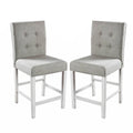 Lot de 2 chaises de comptoir en tissu de couleur blanc antique et gris clair