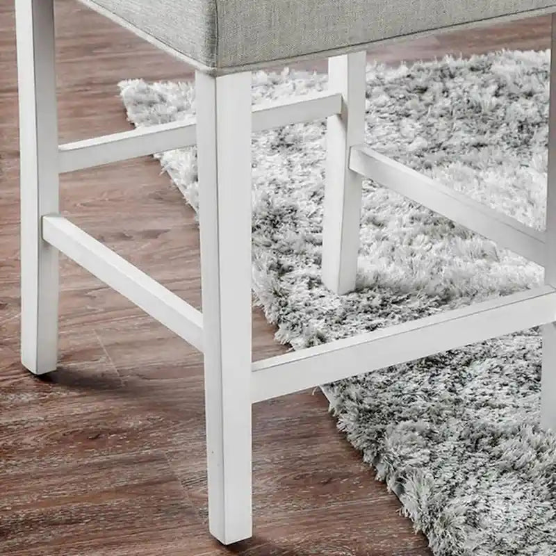 Lot de 2 chaises de comptoir en tissu de couleur blanc antique et gris clair