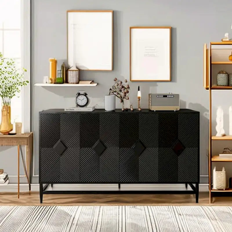 Meuble Vitrine en Bois avec Portes Coulissantes en Verre