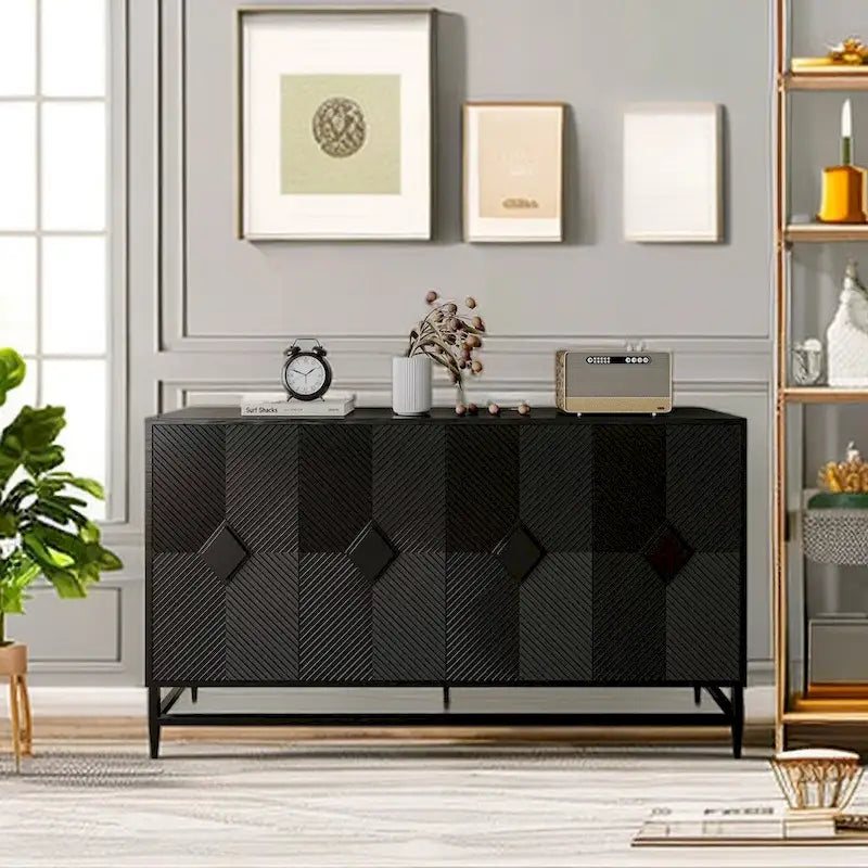 Meuble Vitrine en Bois avec Portes Coulissantes en Verre