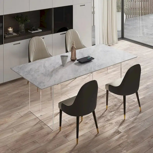 Table à manger rectangulaire moderne de luxe italienne en pierre frittée de 1,8 M avec support en acrylique - 1,8 M