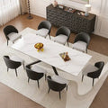 Ensemble de salle à manger rectangulaire extensible en pierre frittée à pieds croisés de 9 pièces avec 8 chaises pour la maison ou la villa