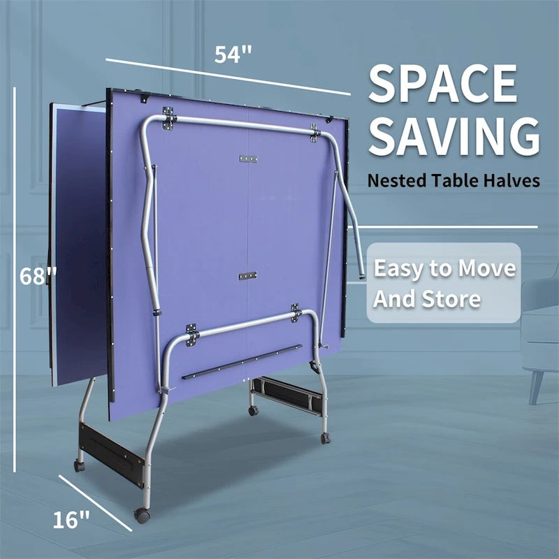 Table de tennis de table pliable de taille moyenne de 2,44 m, 2 raquettes de tennis de table et 3 balles