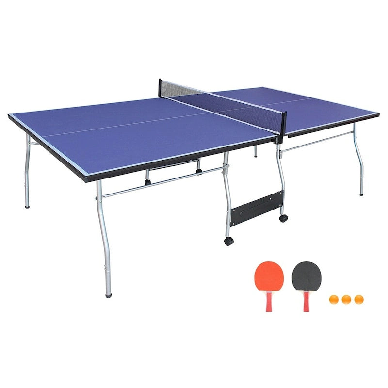 Table de tennis de table pliable de taille moyenne de 2,44 m, 2 raquettes de tennis de table et 3 balles