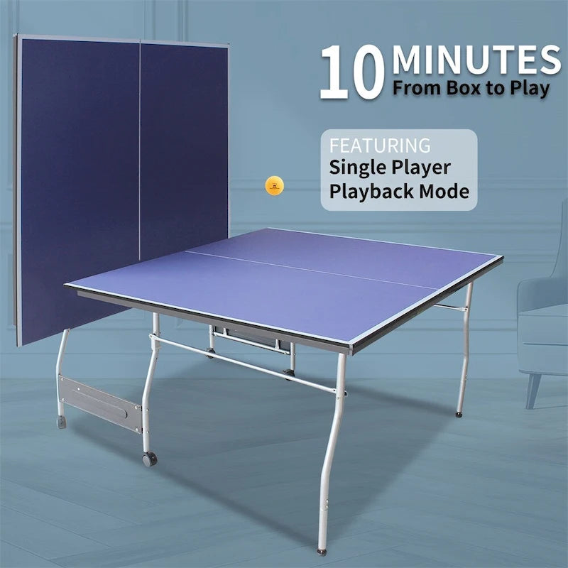 Table de tennis de table pliable de taille moyenne de 2,44 m, 2 raquettes de tennis de table et 3 balles