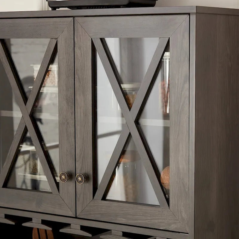 Meuble de bar de ferme, buffet de cuisine ou de salle à manger avec porte-bouteilles