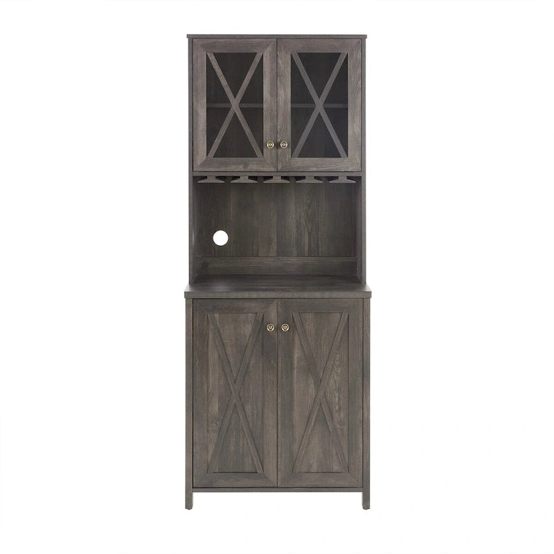 Meuble de bar de ferme, buffet de cuisine ou de salle à manger avec porte-bouteilles