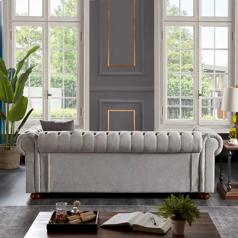 Canapé en tissu de lin Chesterfield