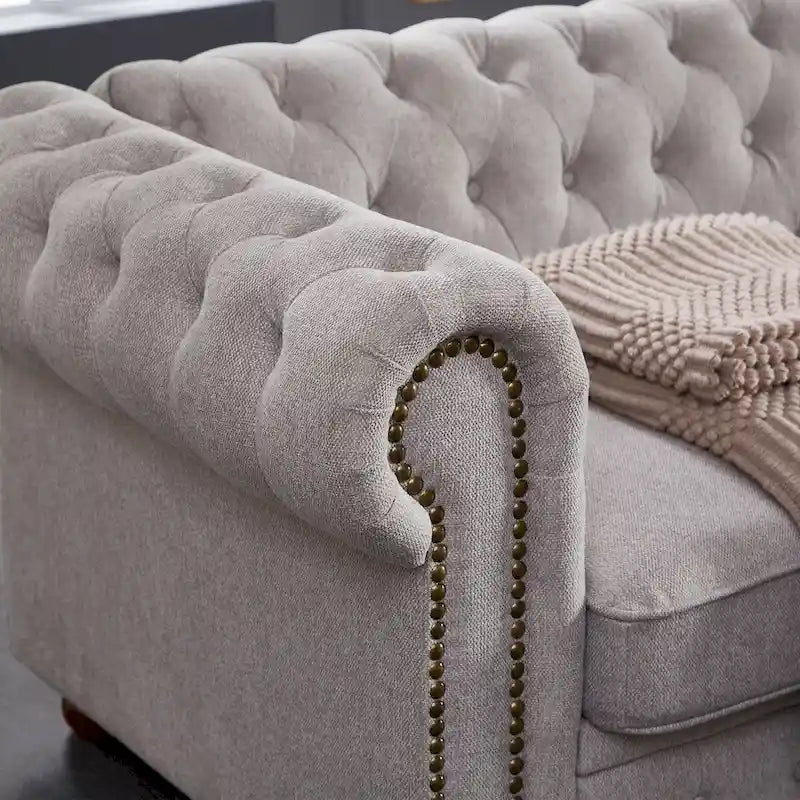 Canapé en tissu de lin Chesterfield