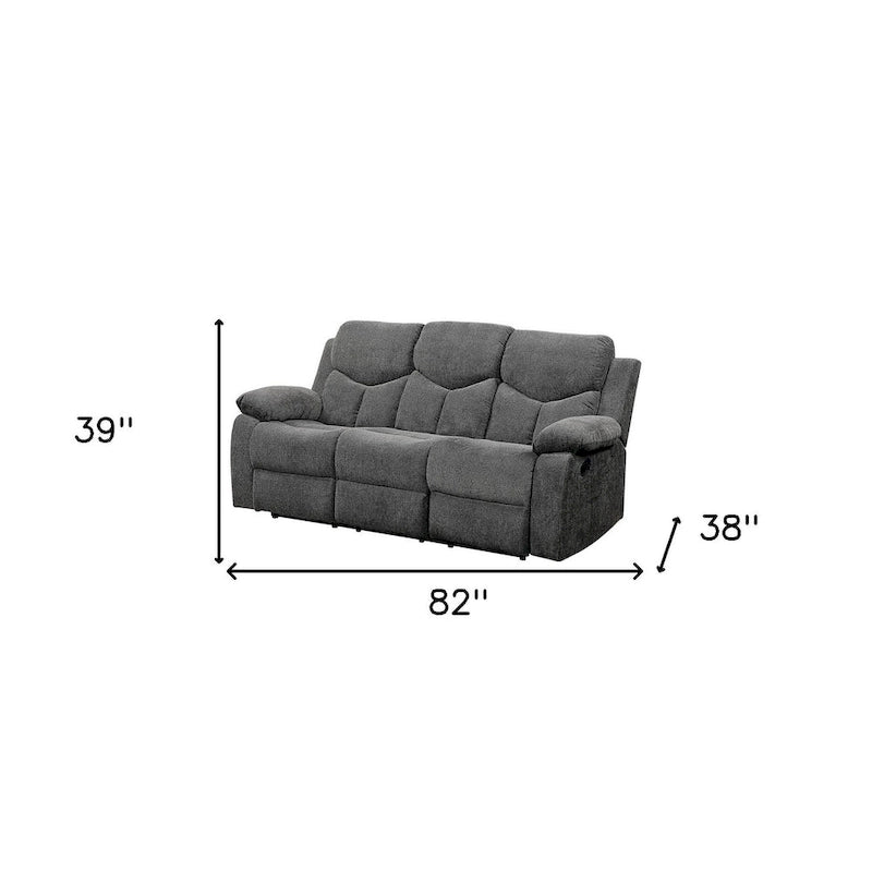 HomeRoots Canapé inclinable 82 gris chenille avec pieds noirs - 82