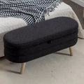Banc de rangement en tissu bouclé avec pieds en bois pour salon, chambre à coucher, intérieur, noir