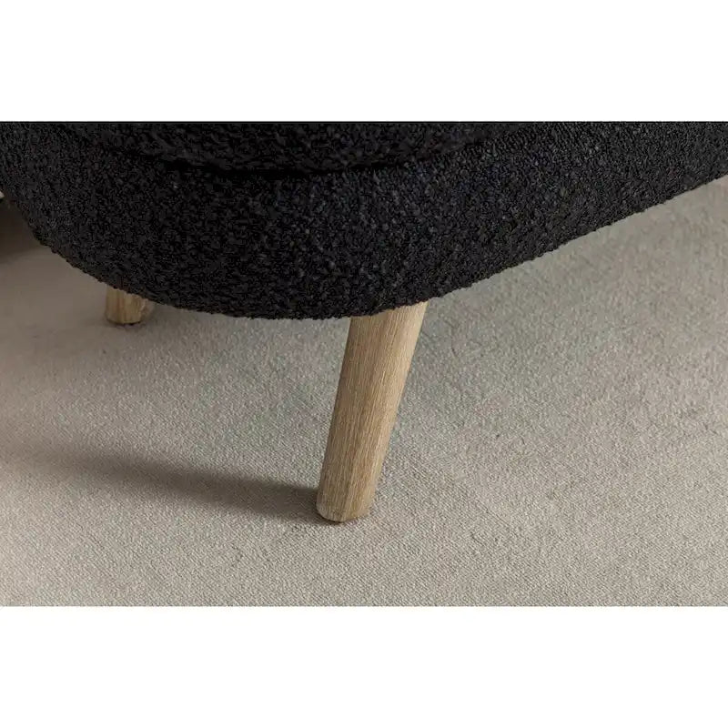 Banc de rangement en tissu bouclé avec pieds en bois pour salon, chambre à coucher, intérieur, noir