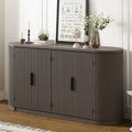 Meuble de rangement vertical rayé avec poignées métalliques, réglable, adapté au bureau, à l'entrée et au salon