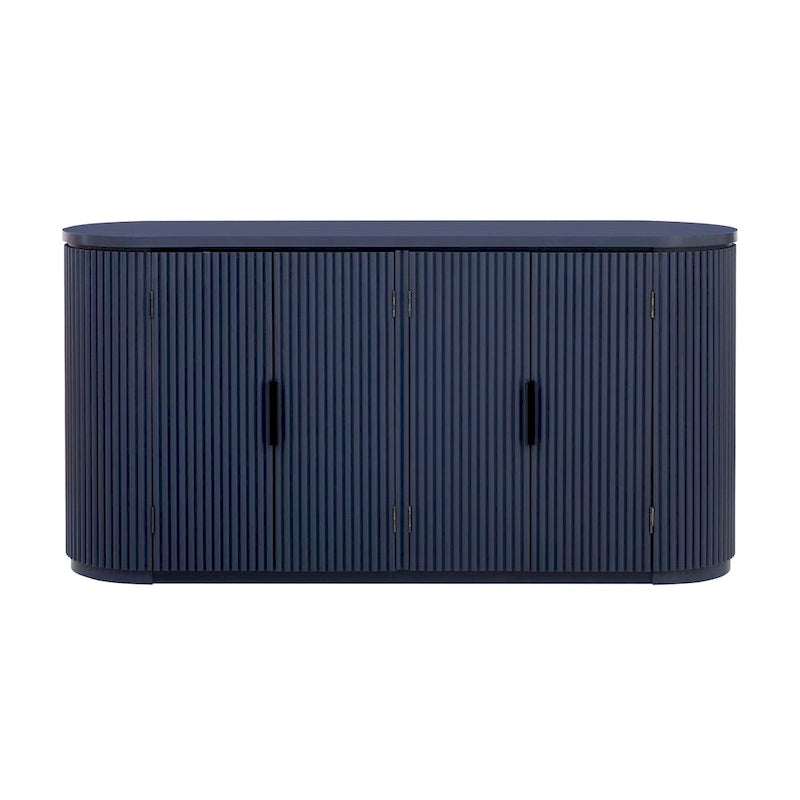 Meuble de rangement vertical rayé avec poignées métalliques, réglable, adapté au bureau, à l'entrée et au salon