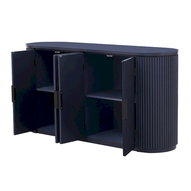 Meuble de rangement vertical rayé avec poignées métalliques, réglable, adapté au bureau, à l'entrée et au salon