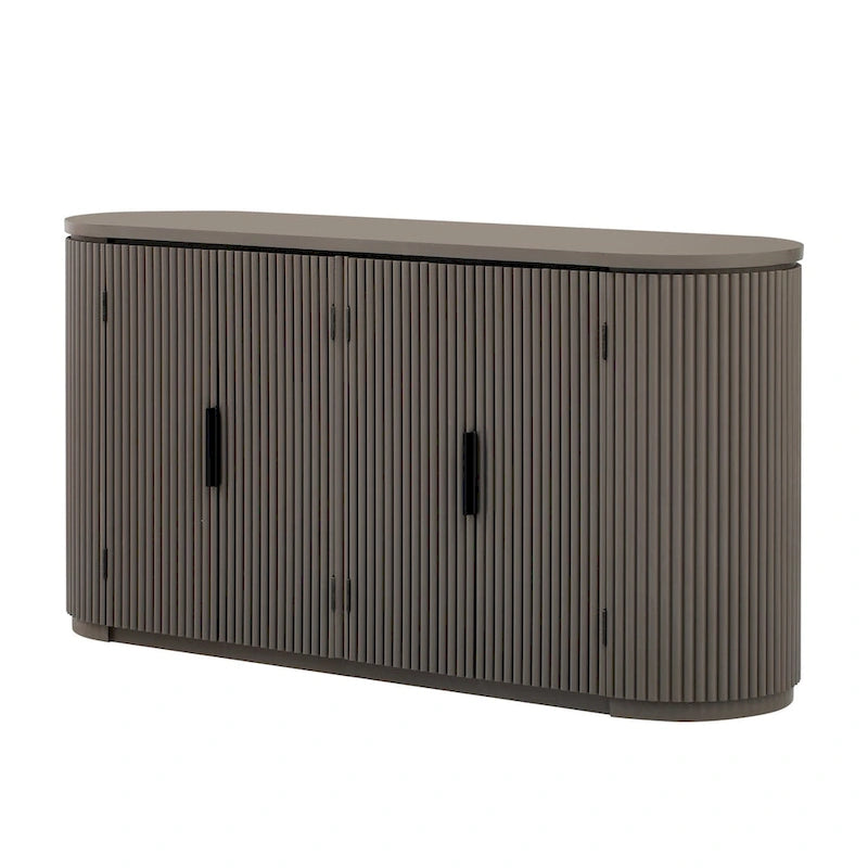 Meuble de rangement vertical rayé avec poignées métalliques, réglable, adapté au bureau, à l'entrée et au salon