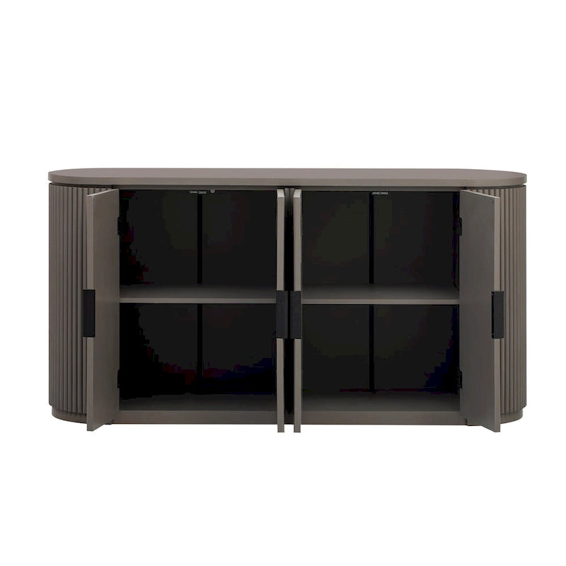 Meuble de rangement vertical rayé avec poignées métalliques, réglable, adapté au bureau, à l'entrée et au salon