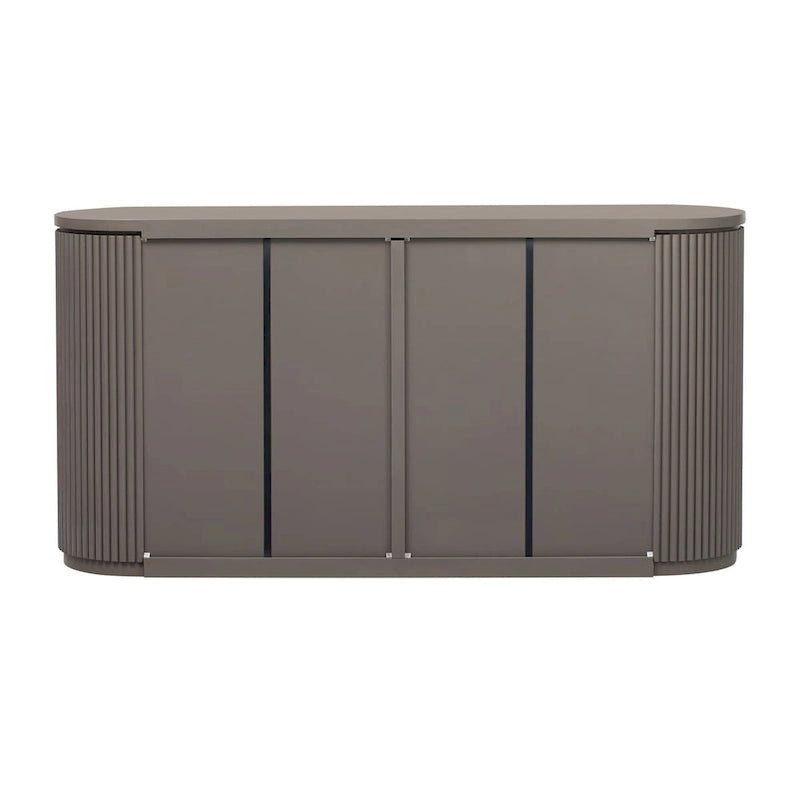 Meuble de rangement vertical rayé avec poignées métalliques, réglable, adapté au bureau, à l'entrée et au salon