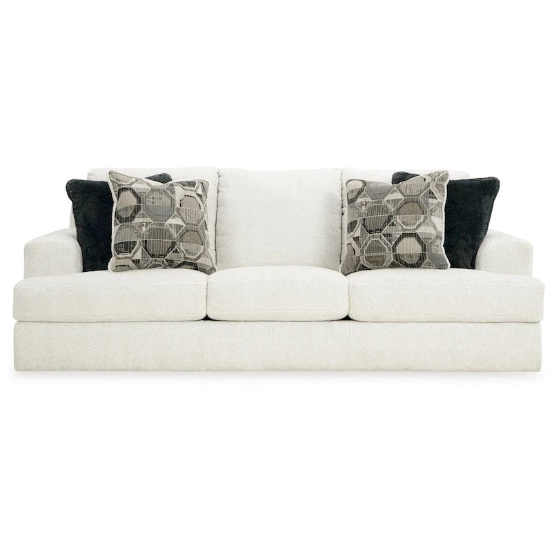 Canapé Henly 96 pouces, grandes dimensions, 4 coussins décoratifs, polyester blanc doux