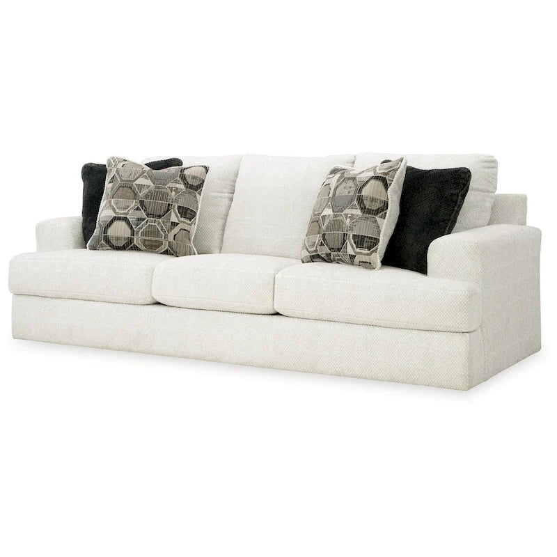 Canapé Henly 96 pouces, grandes dimensions, 4 coussins décoratifs, polyester blanc doux
