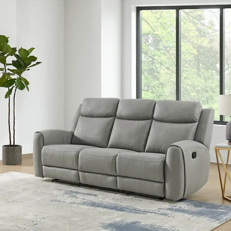 Canapé inclinable manuel transitionnel Roundhill Furniture Wesley, gris