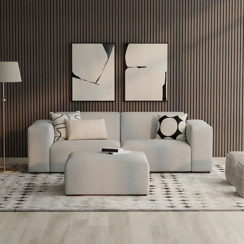 Ensemble modulaire canapé 2 places et pouf WYNDENHALL Biggs