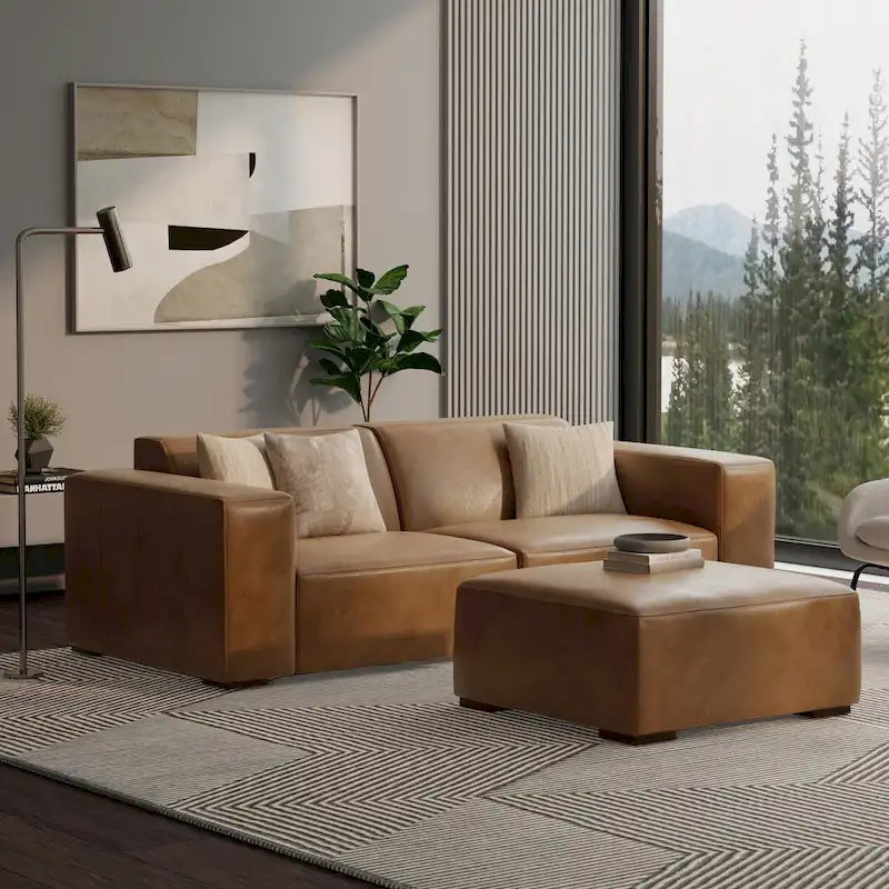 Ensemble modulaire canapé 2 places et pouf WYNDENHALL Biggs
