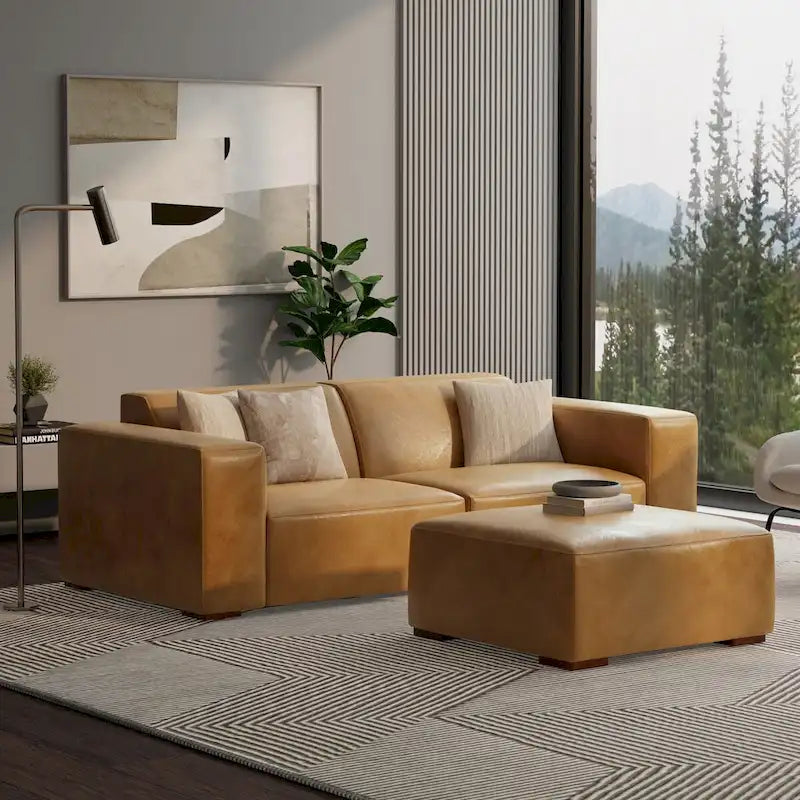 Ensemble modulaire canapé 2 places et pouf WYNDENHALL Biggs