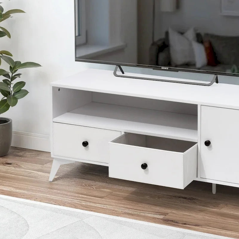 Meuble TV Console Table Lumineux LED RGB Armoire Ouverte Rangement Média Centre de Divertissement Gaming - 120 L x 40 l x 52 H cm