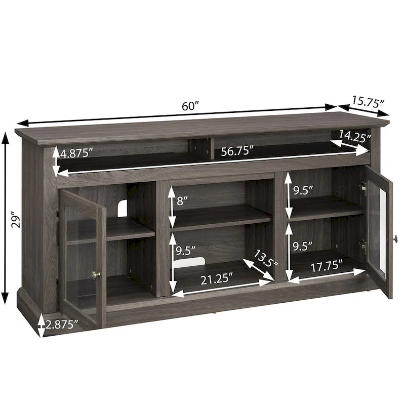 Meuble TV moderne avec rangements ouverts et fermés