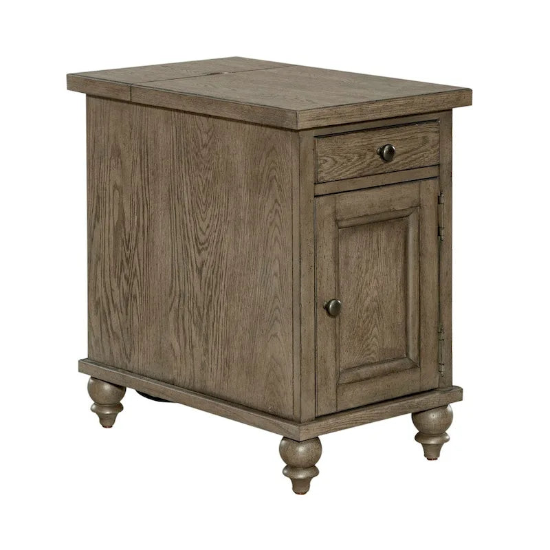 Table d'appoint taupe poudré style ferme Americana