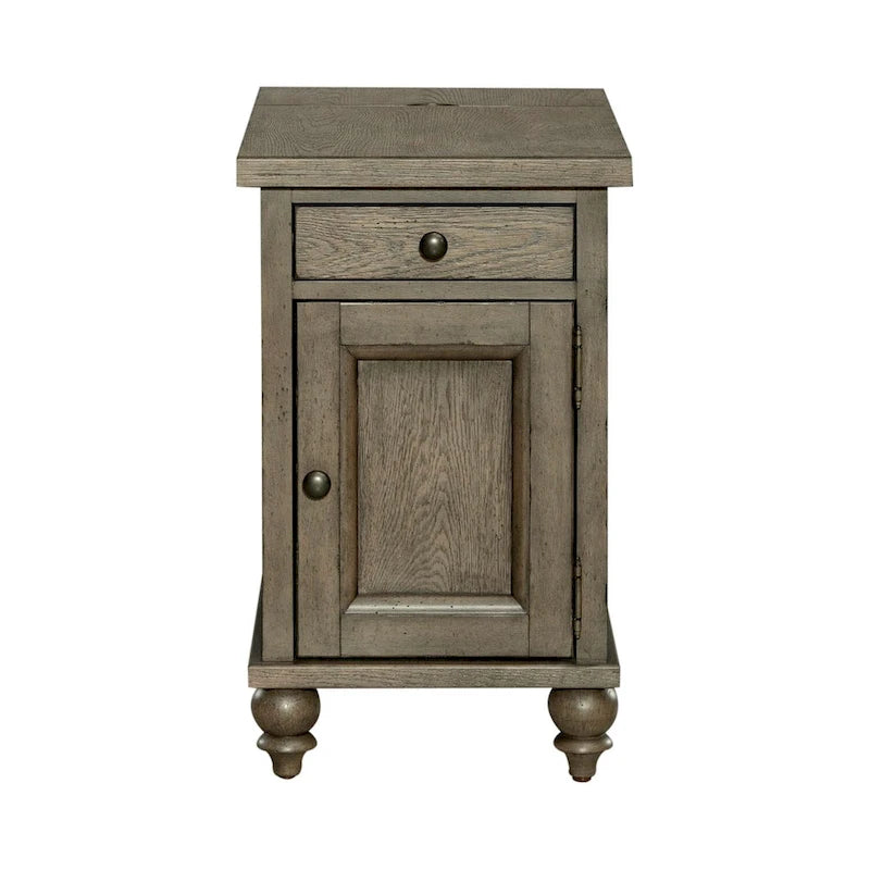 Table d'appoint taupe poudré style ferme Americana