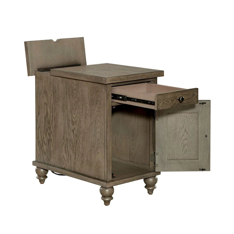 Table d'appoint taupe poudré style ferme Americana