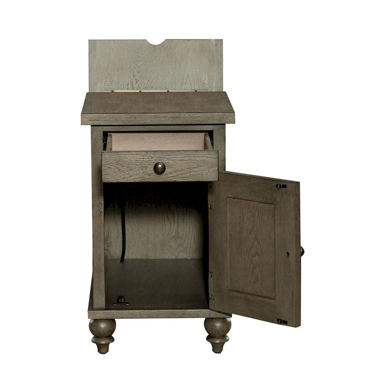Table d'appoint taupe poudré style ferme Americana